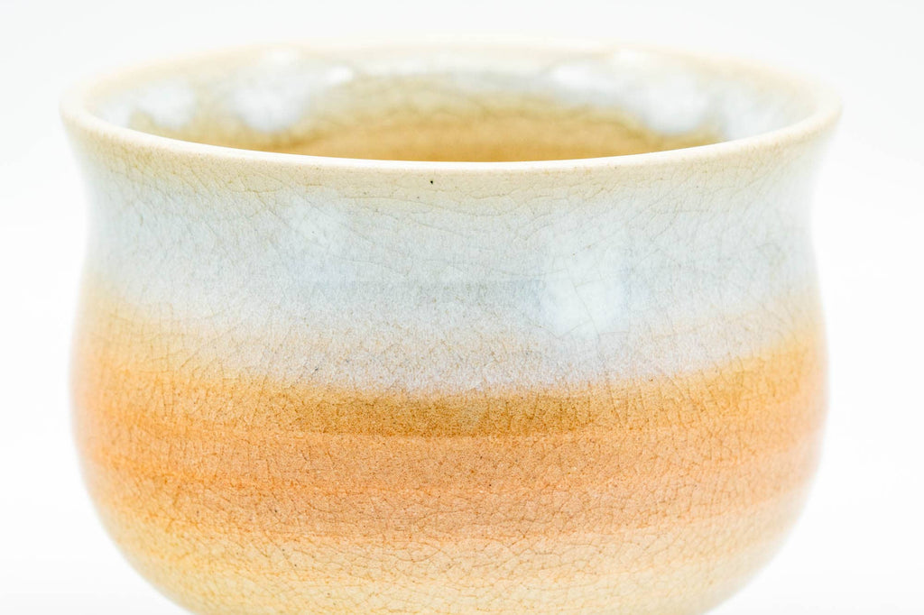 Japanese Teacup - 天鵬山 Tsubaki Kiln - Beige White Glazed Hagi-yaki Yunomi - 140ml
