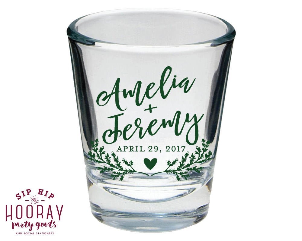 Fall Greenery Wedding Shot Glass Design #1766