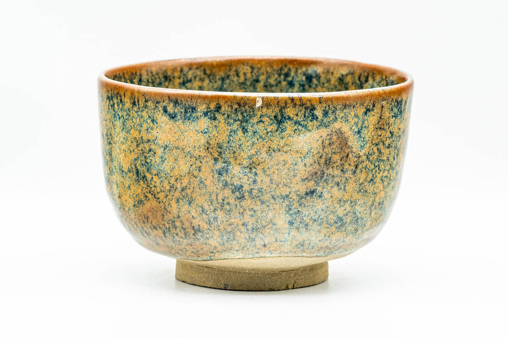 Japanese Matcha Bowl - Blue Green Speckled Hantsutsu-gata Chawan - 400ml