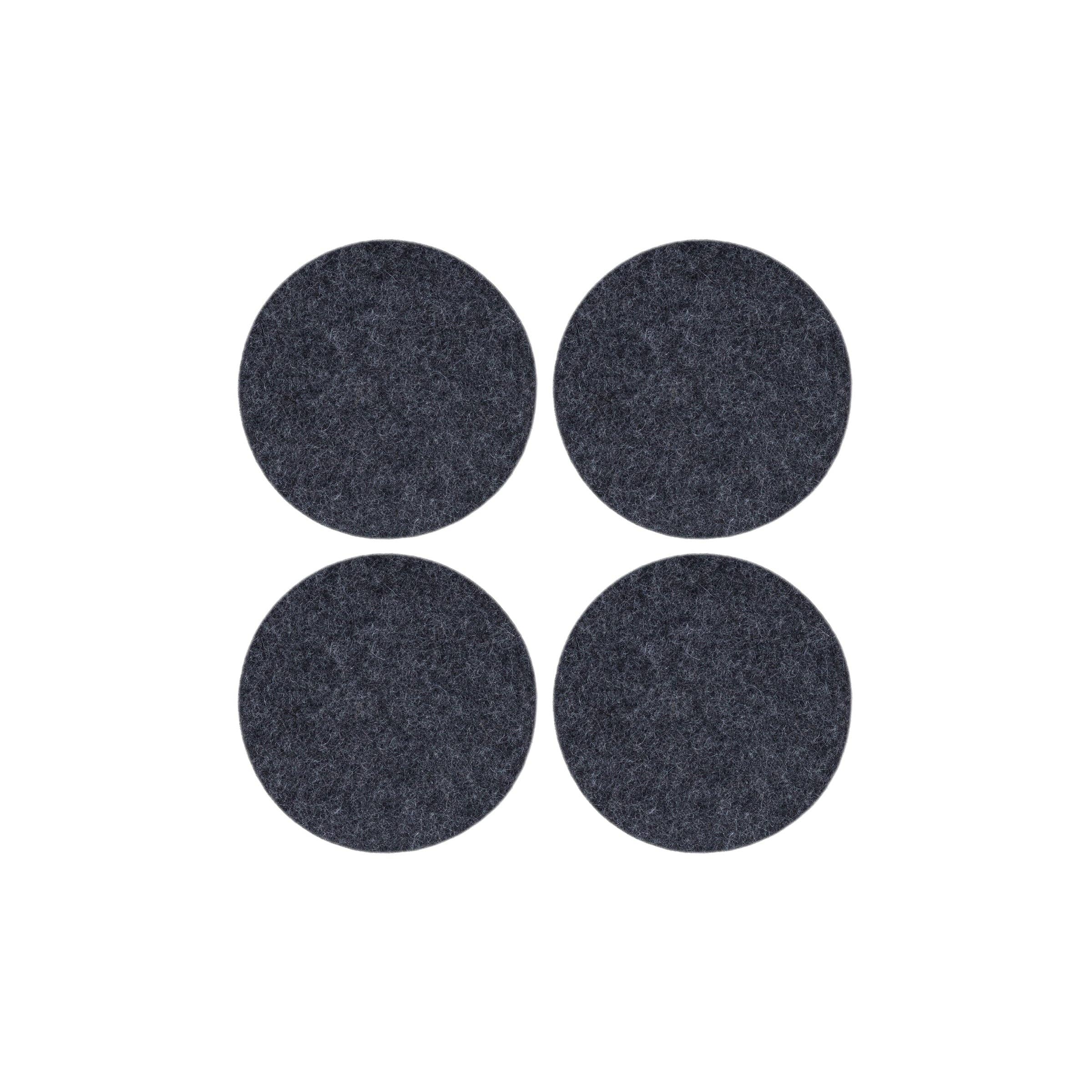 Charcoal: Bierfilzl Merino Wool Felt Round Coaster Solid 4 Pack
