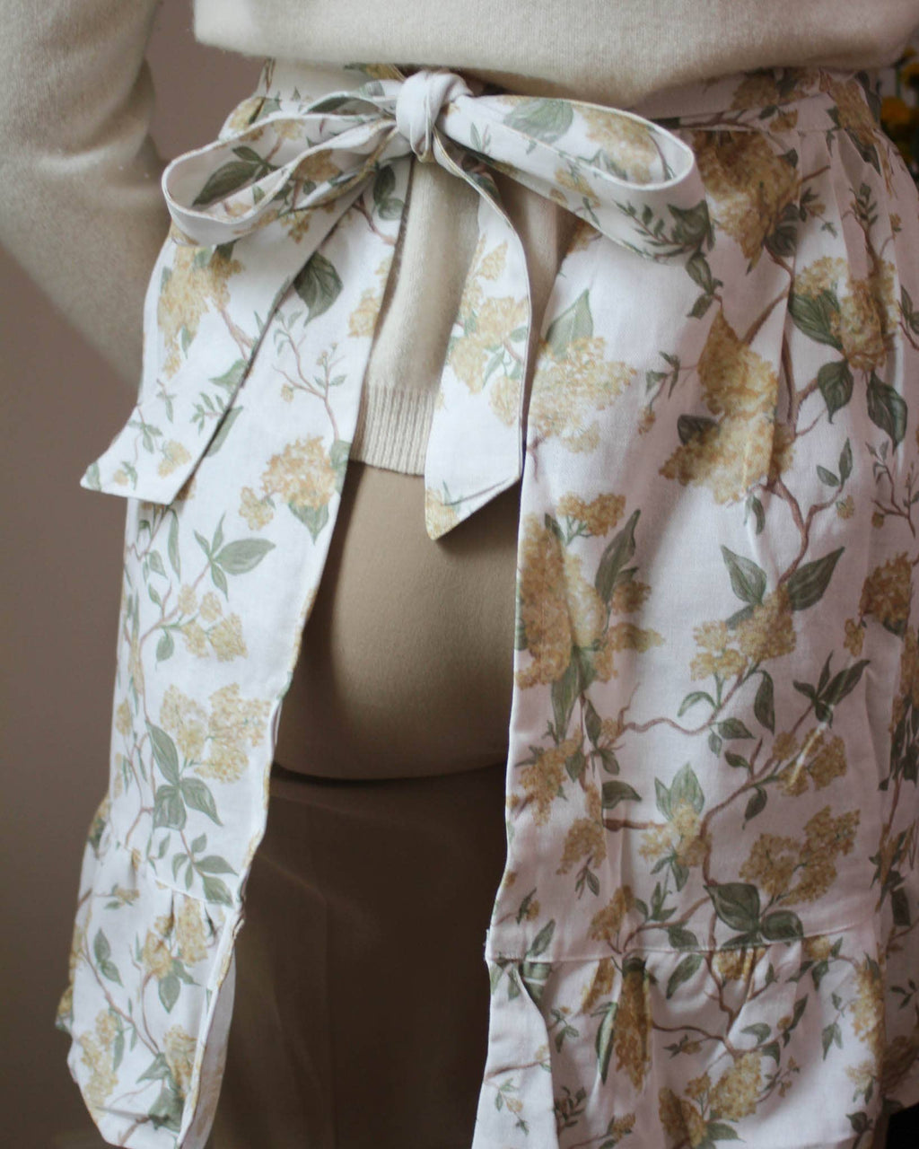 Hyacinth Linen Floral Apron Dress: Marigold