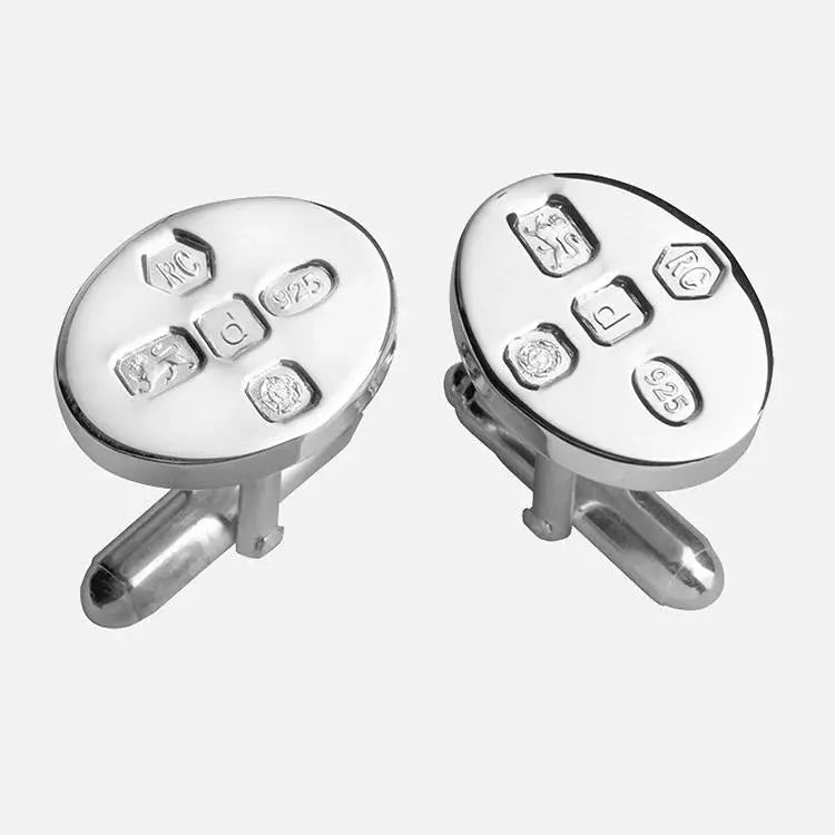 Carrs Sterling Silver Large Oval Hallmark Cufflinks