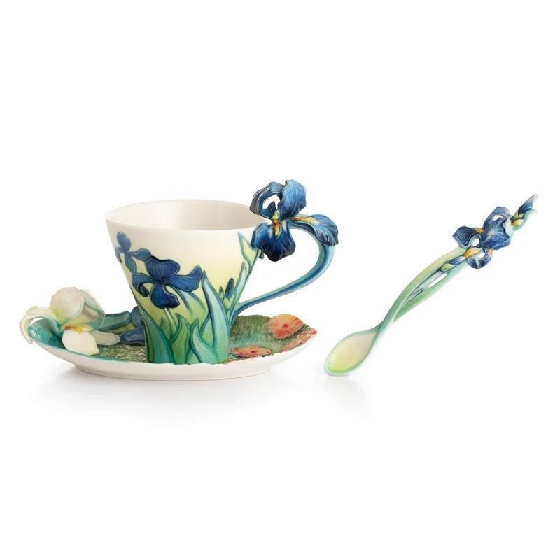 Franz Collection Van Gogh Iris Teacup Saucer & Spoon