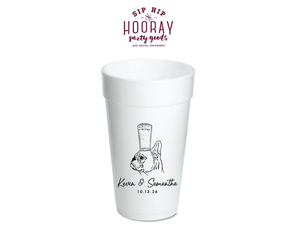 French Bulldog Wedding Foam Cups