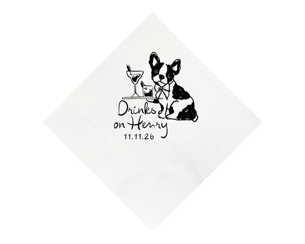 French Bulldog Wedding Waiter Napkins