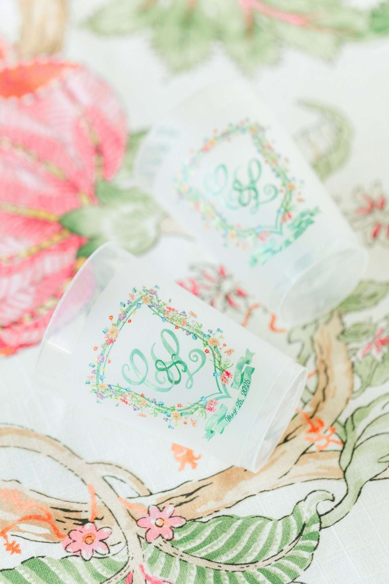 Full Color Wedding Crest Frosted Cups