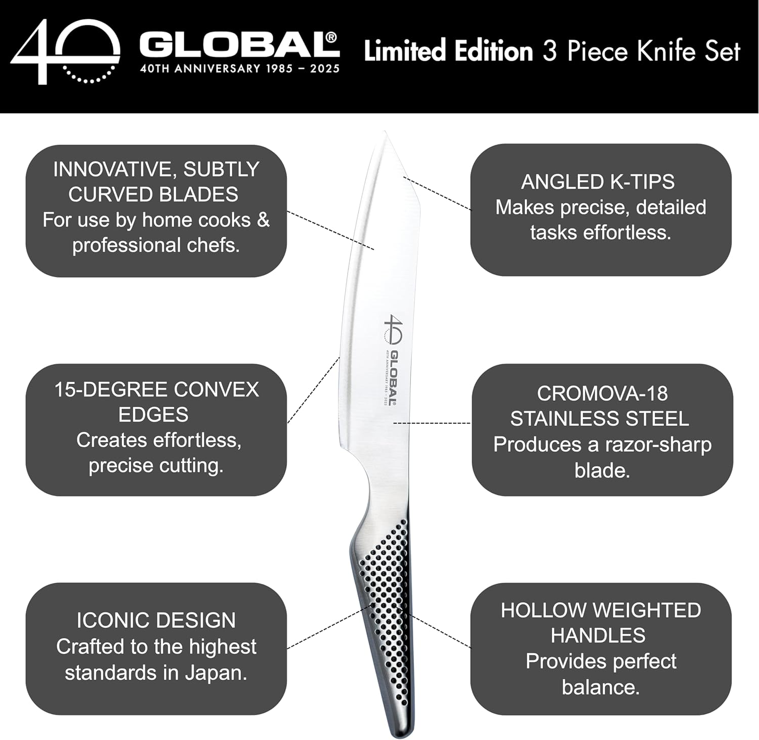 Global Knives 40th Anniversary - 3 Piece Knife Set