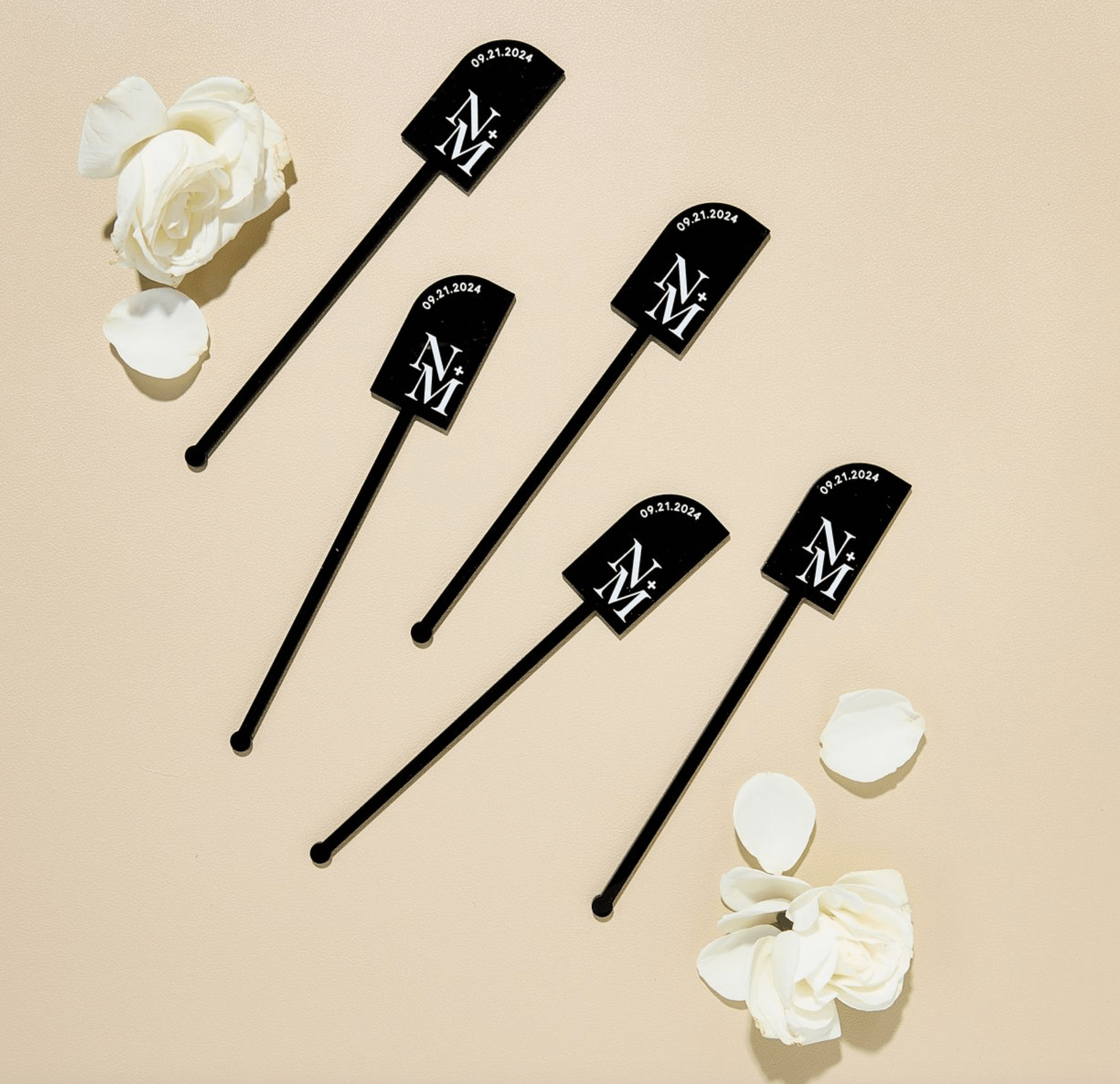 Gold Mirror Monogram Wedding Stir Sticks
