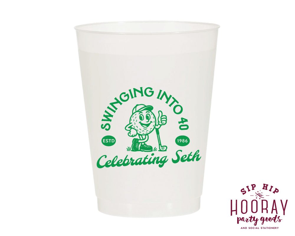 Golf Birthday Frosted Cups Swinging Into 40 Any Age