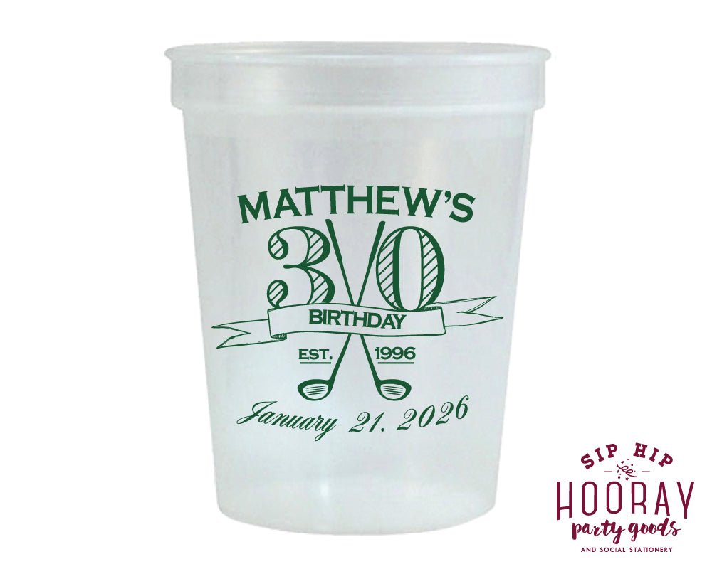 Golf Club Crest Birthday Custom Stadium Cups