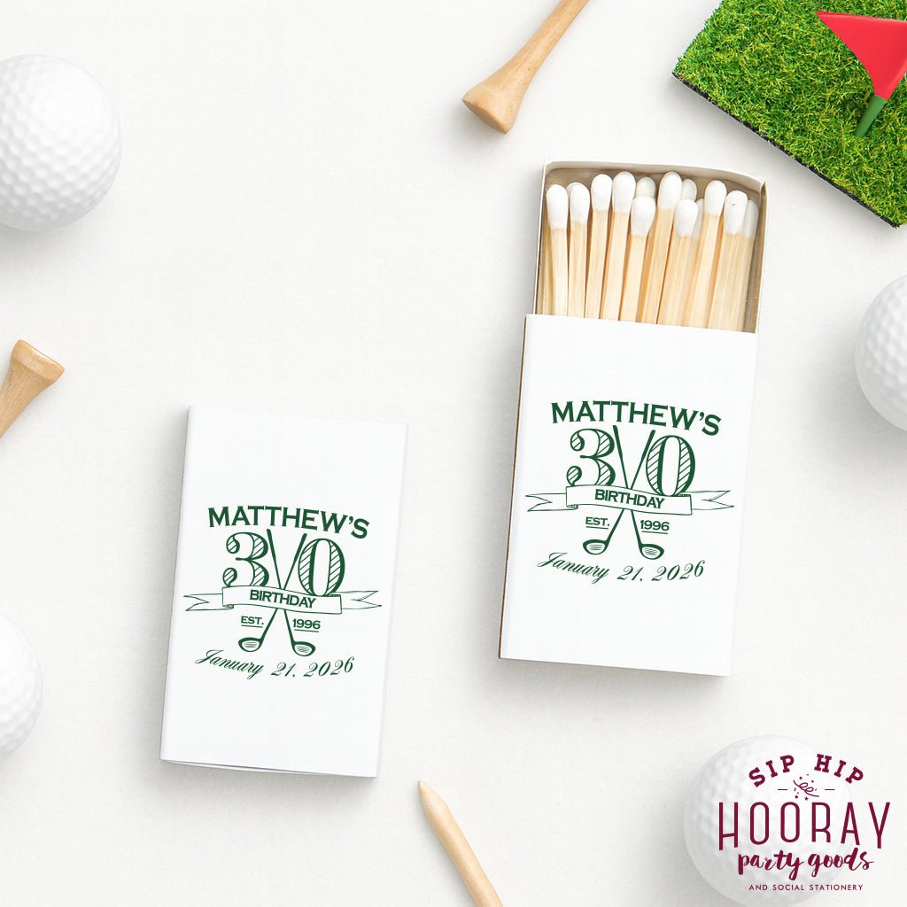 Golf Club Crest Birthday Matchboxes