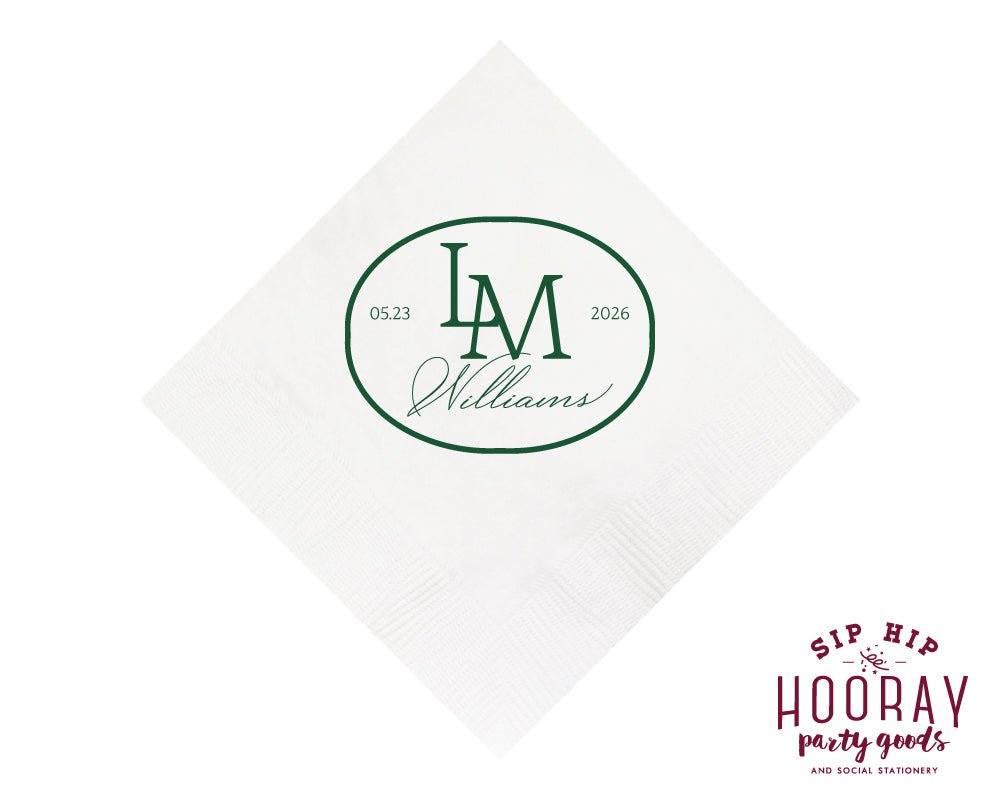 Golf Club Wedding Monogram Cocktail Napkins