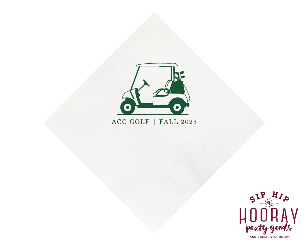 Golf Tournament Custom Golf Cart Cocktail Napkins