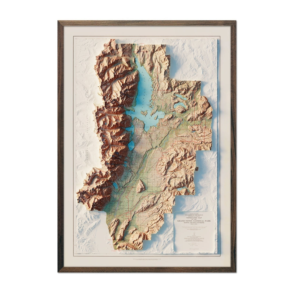 Grand Teton National Park 1965 Shaded Relief Map - No Frame