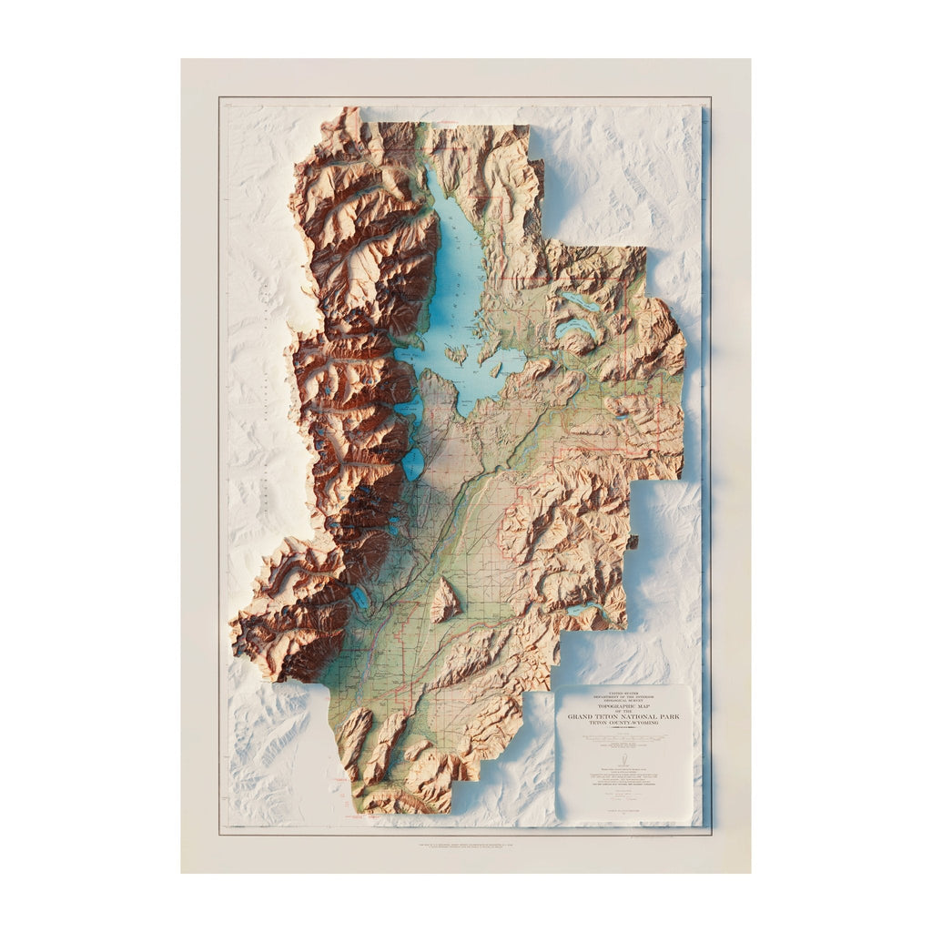 Grand Teton National Park 1965 Shaded Relief Map - No Frame