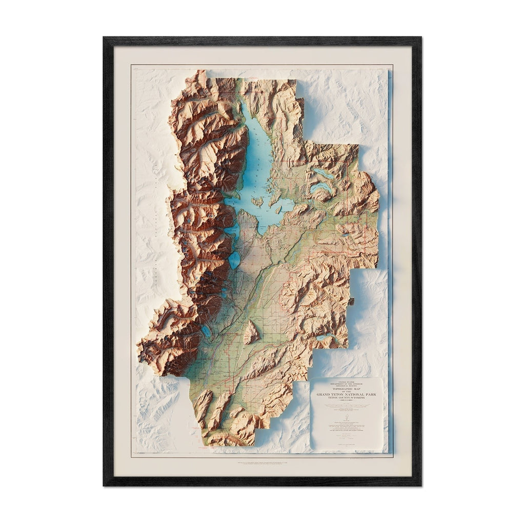 Grand Teton National Park 1965 Shaded Relief Map - No Frame