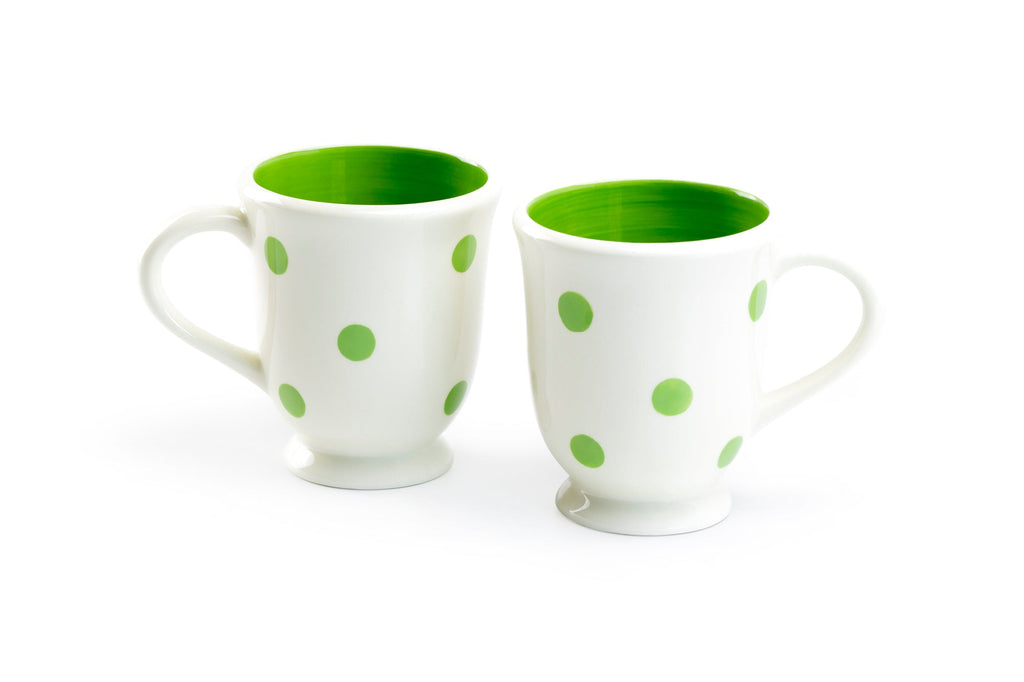 Polka Dots Mug - Green on White