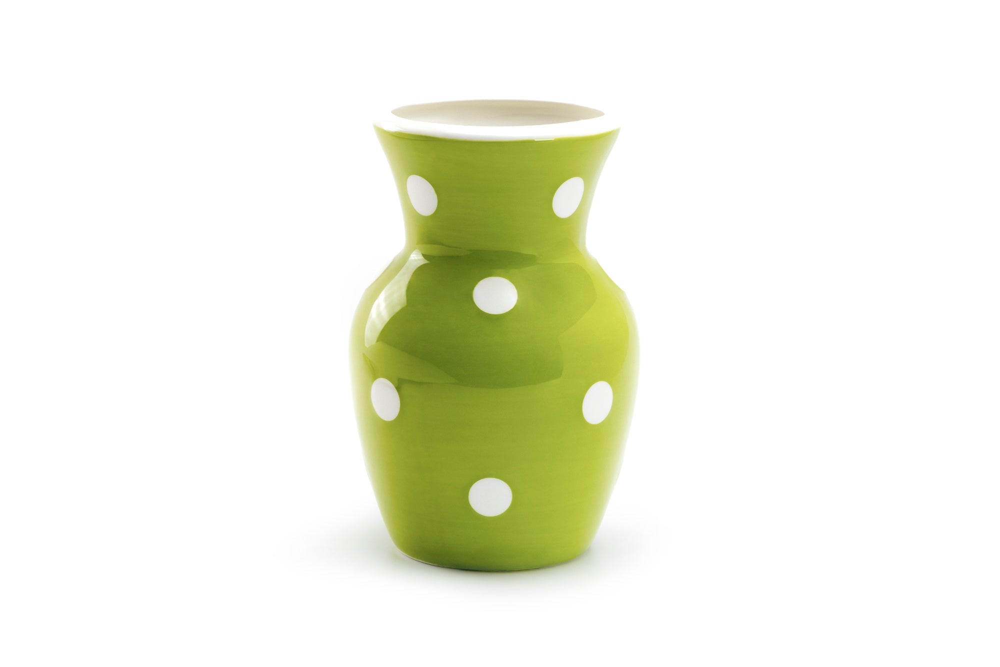 Polka Dots Vase - White on Green