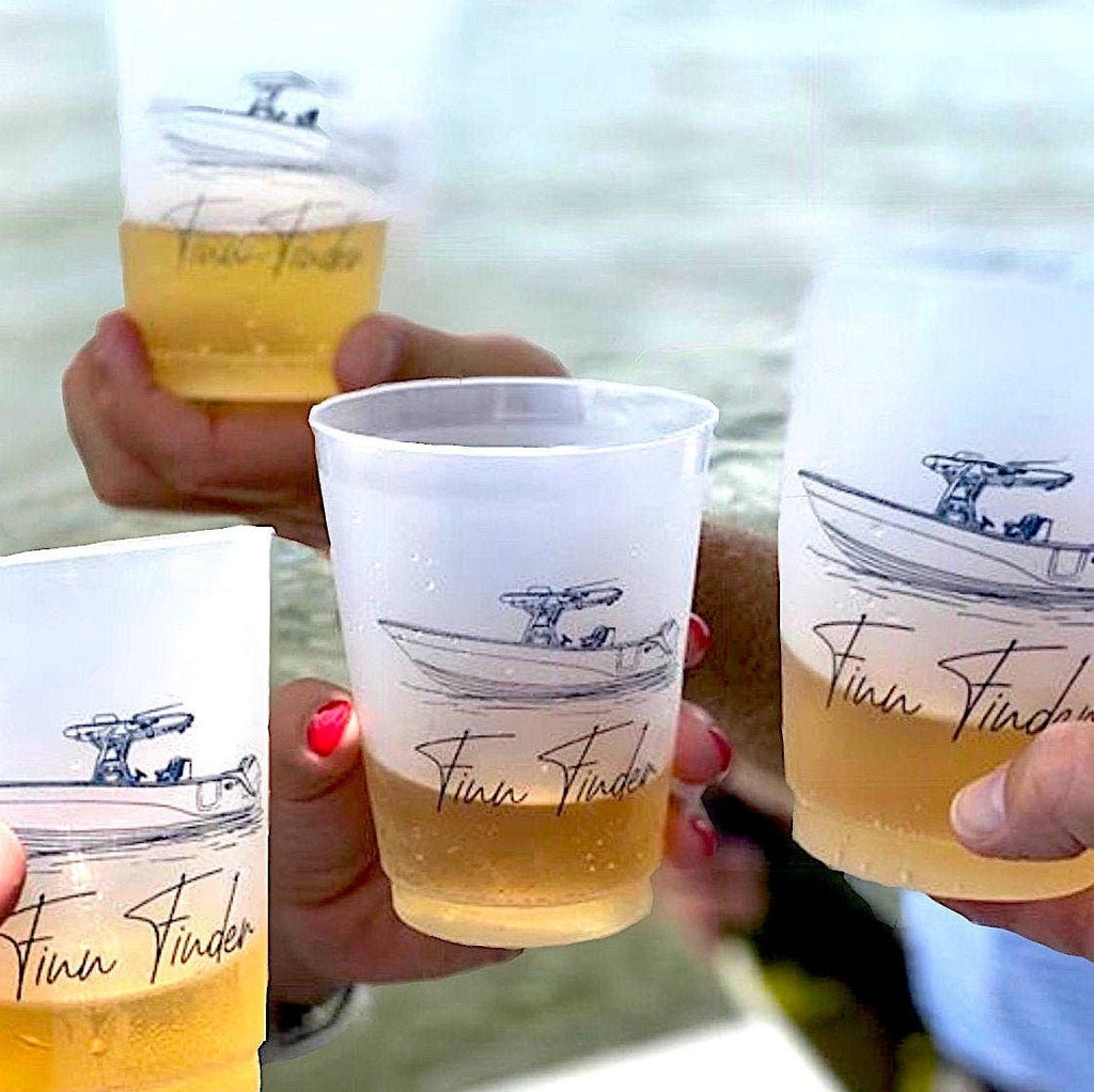 Hand Drawn Boat Frosted Cups