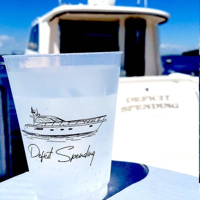 Hand Drawn Boat Frosted Cups