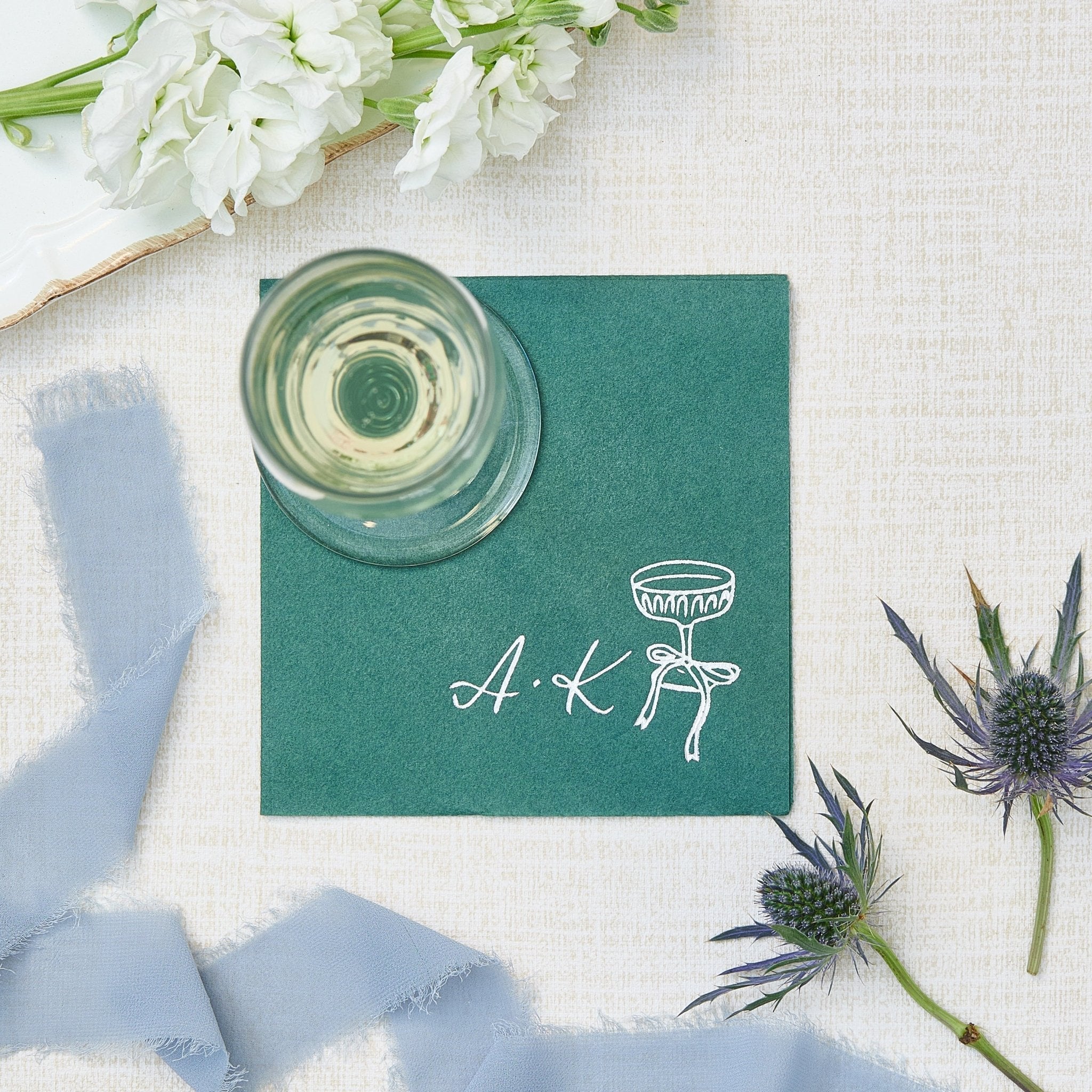 Hand Drawn Martini Initials Napkin