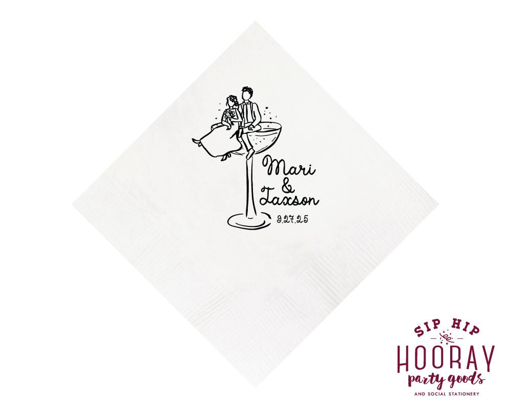 Hand Drawn Wedding Couple Napkins