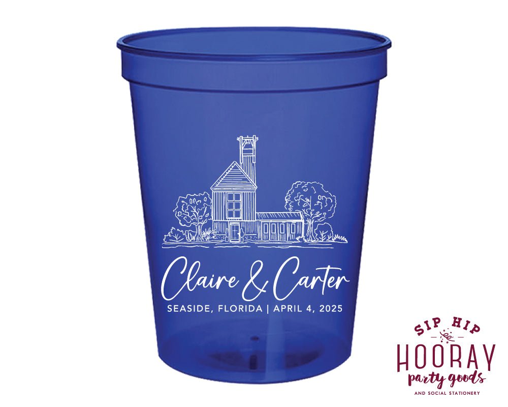Hand Drawn Wedding Venue Sketch Stadium Cups