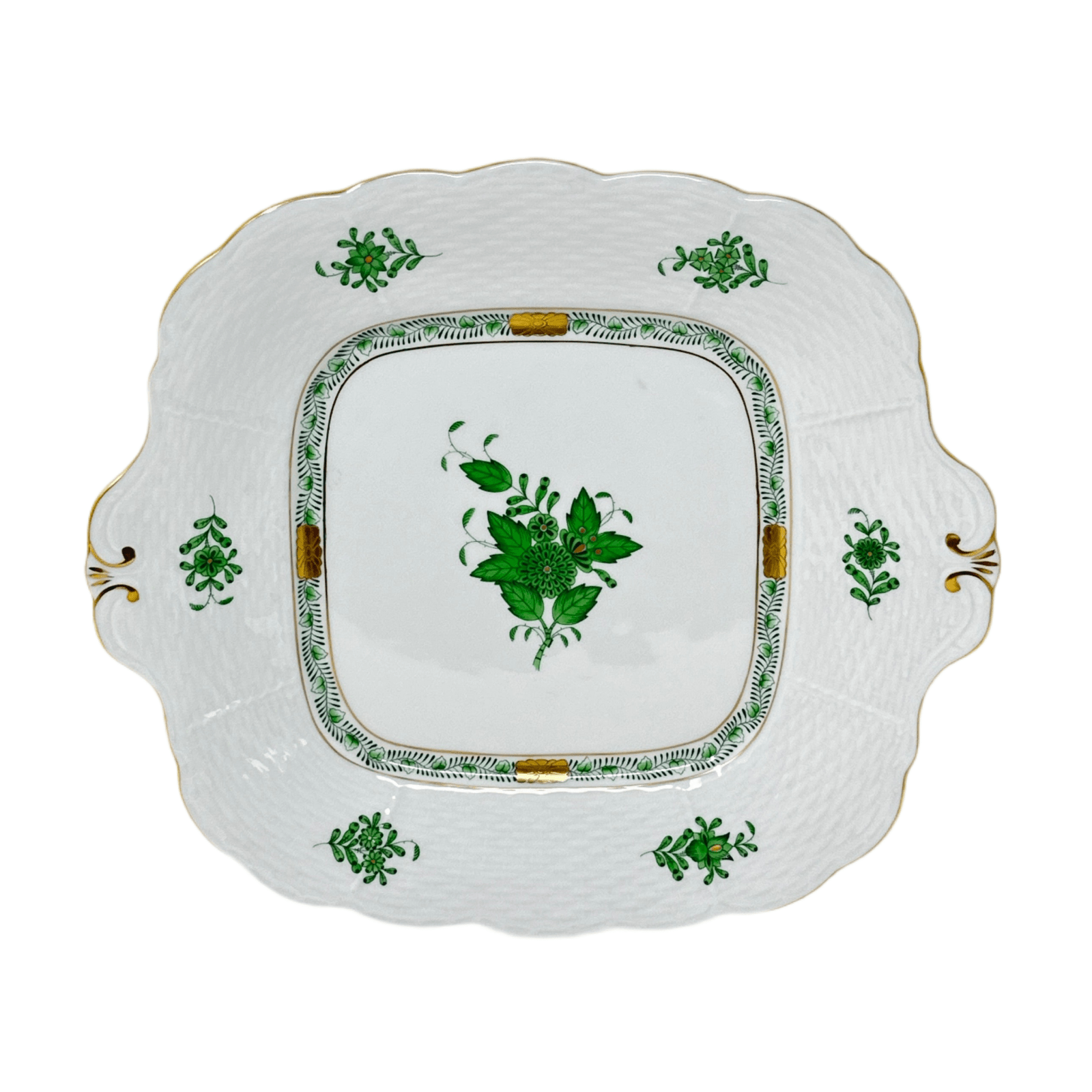Herend Chinese Bouquet Cake Plate - Branch Handle