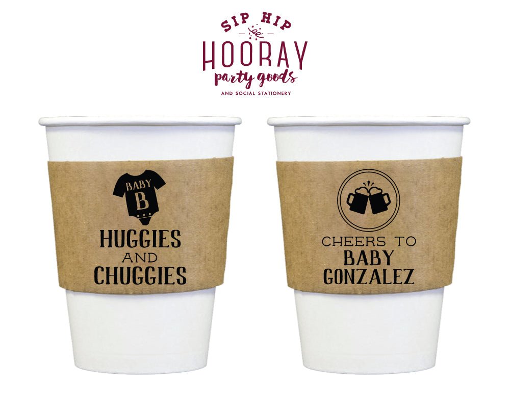 Huggies and Chuggies Beers and Onesie Baby Shower Coffee Sleeve