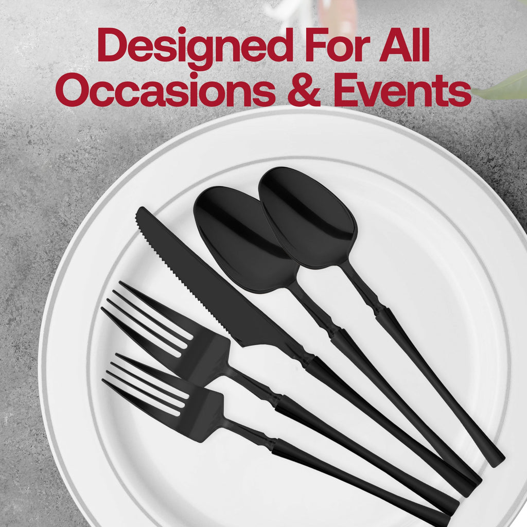 Solid Black Moderno Disposable Plastic Dinner Knives