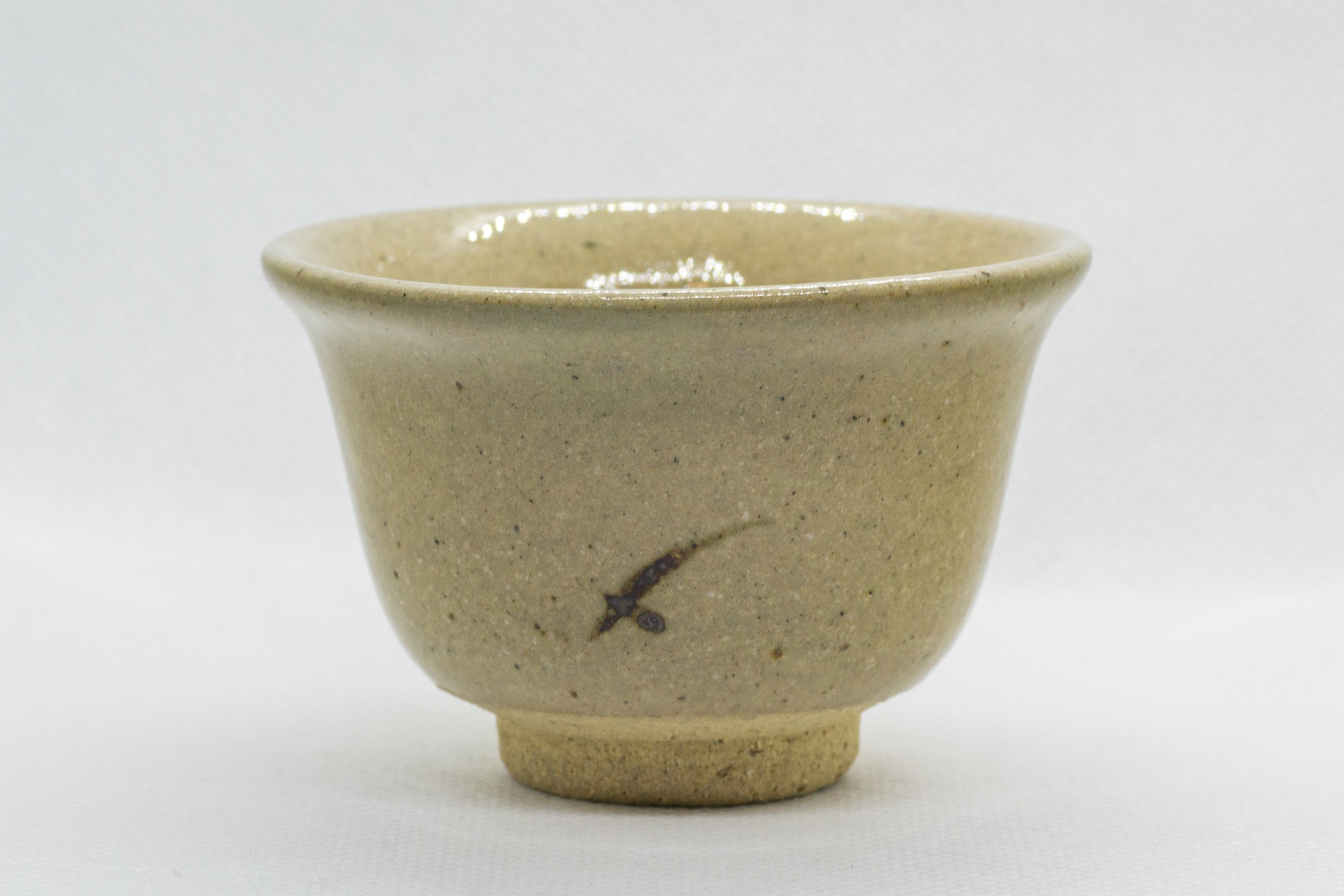 Japanese Teacups - Set of 3 Beige Floral Yunomi - 55ml