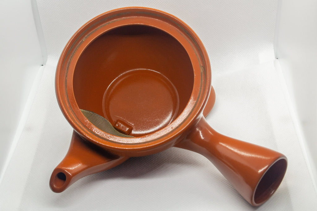 Japanese Kyusu - Trapezoidal Red Shudei Tokoname-yaki Ceramic Teapot - 280ml