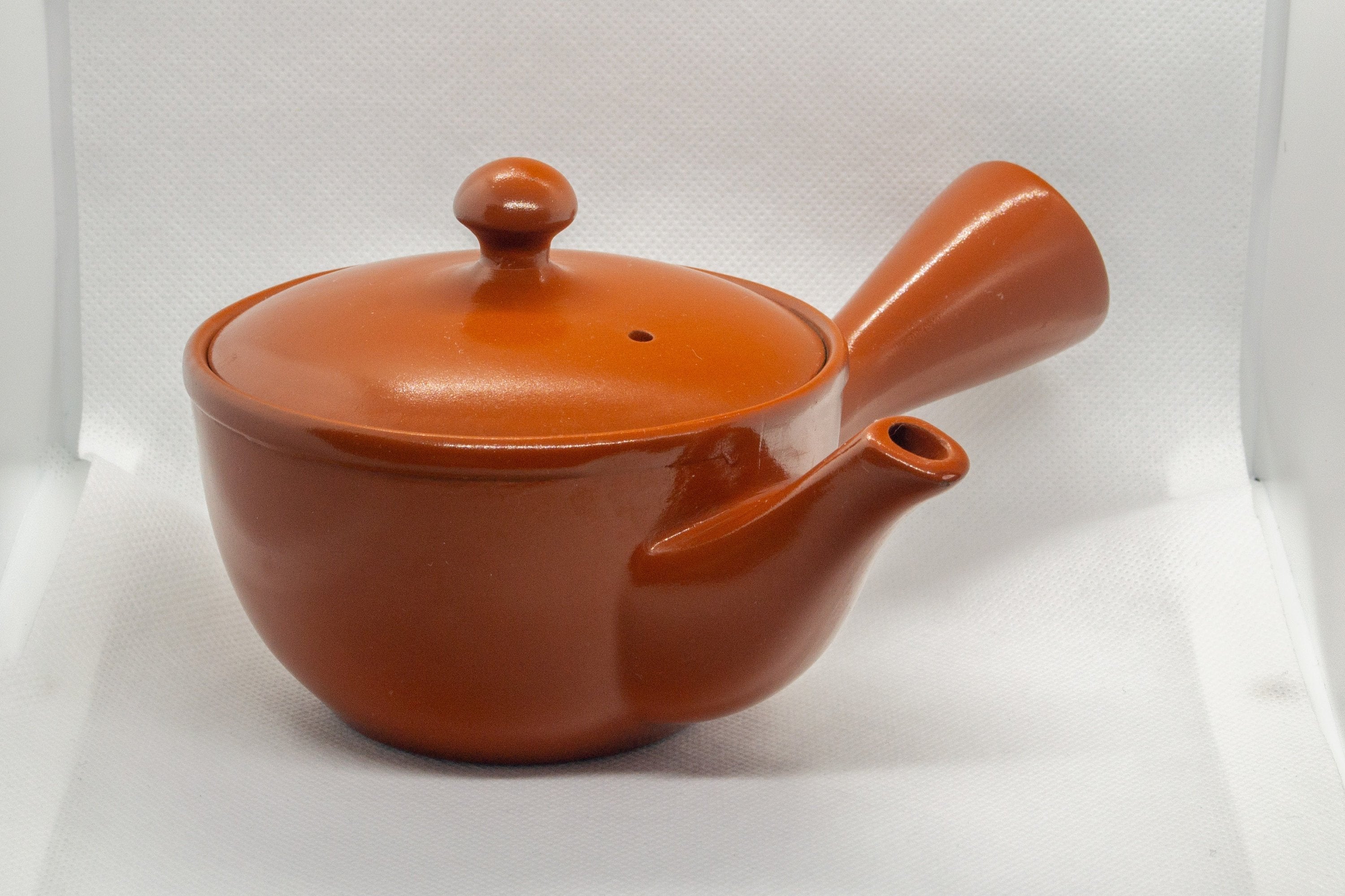 Japanese Kyusu - Trapezoidal Red Shudei Tokoname-yaki Ceramic Teapot - 280ml