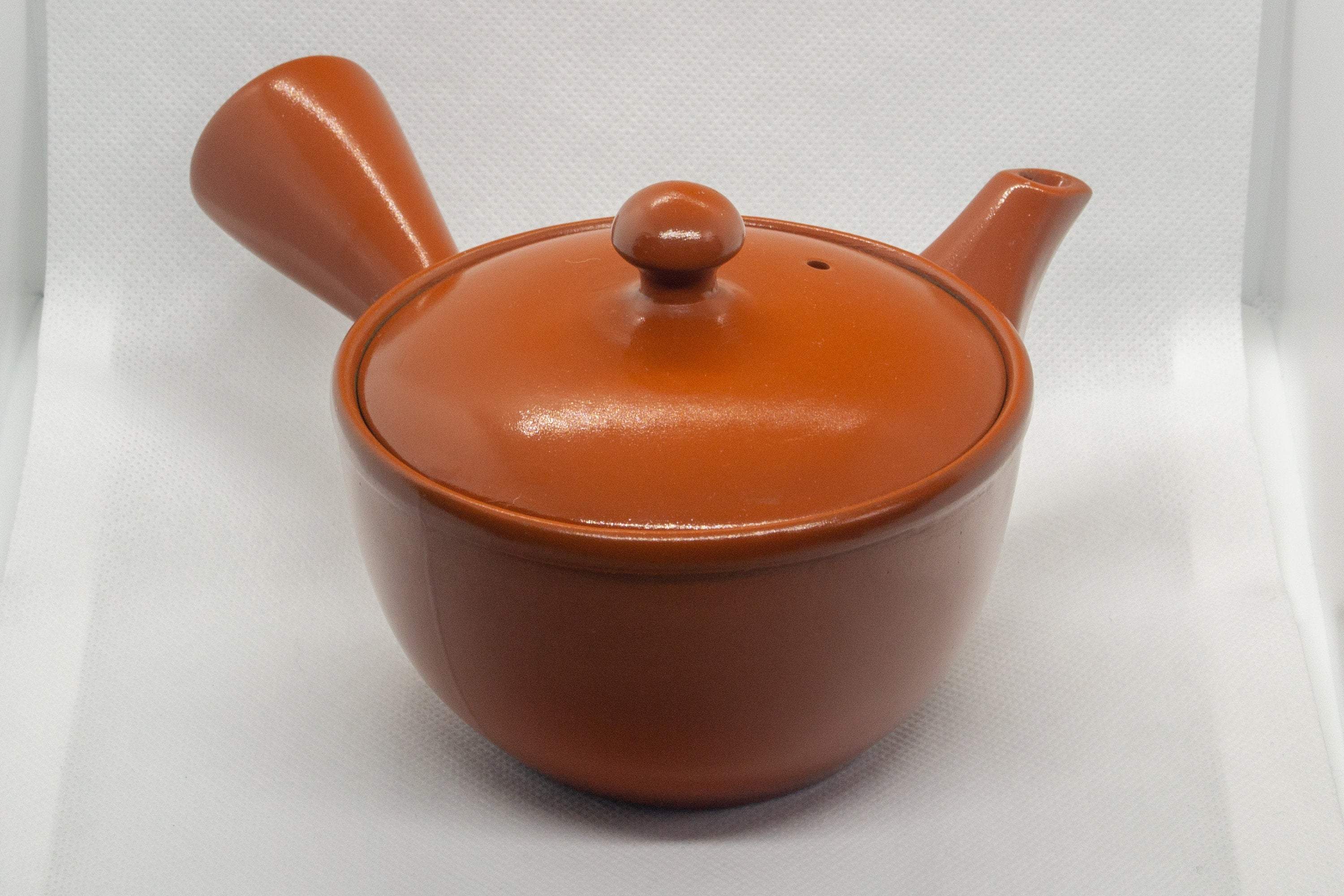 Japanese Kyusu - Trapezoidal Red Shudei Tokoname-yaki Ceramic Teapot - 280ml