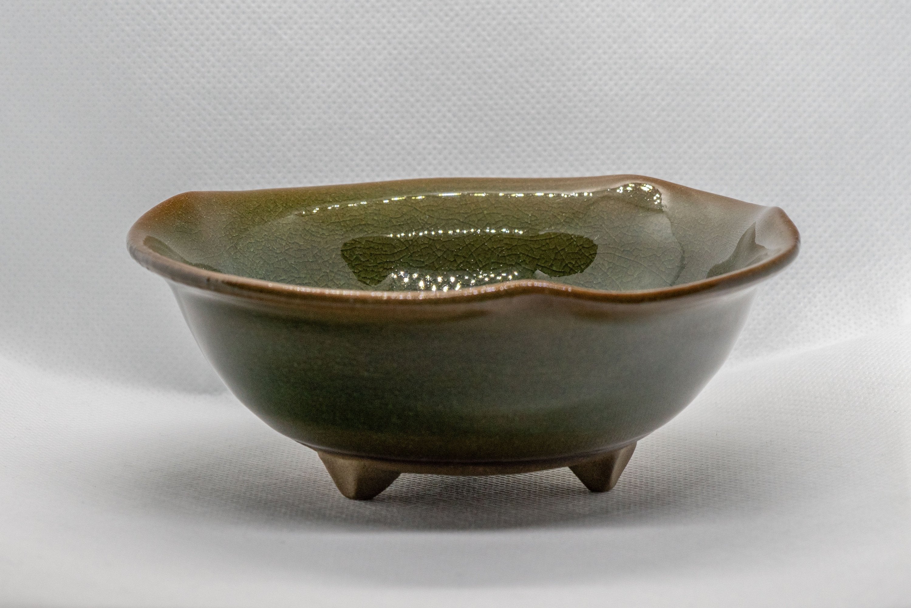 Japanese Matcha Bowl - Small Ash Glazed Chawan with 3 Feet - 175ml