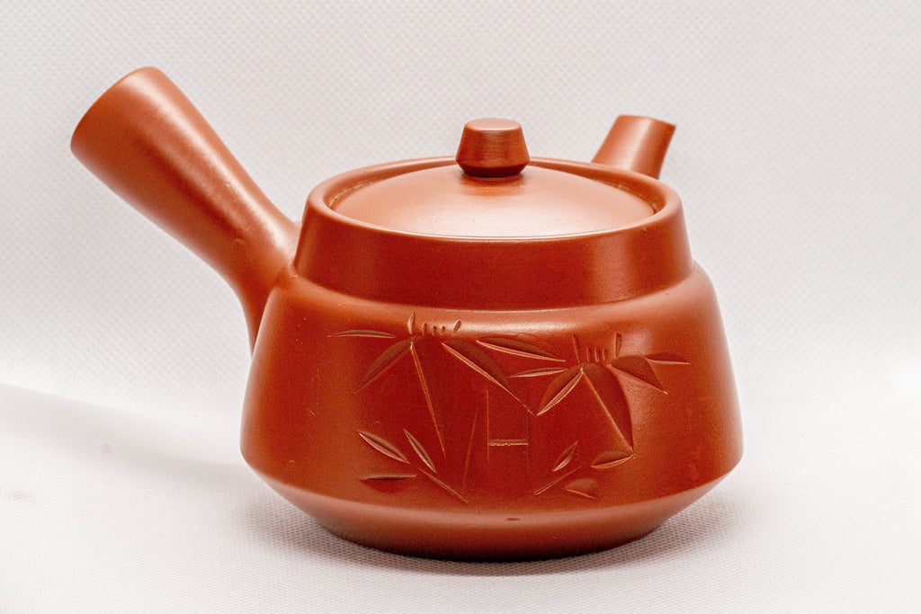 Japanese Tea Set - Red Shudei Tokoname-yaki Debeso Kyusu with 5 Teacups