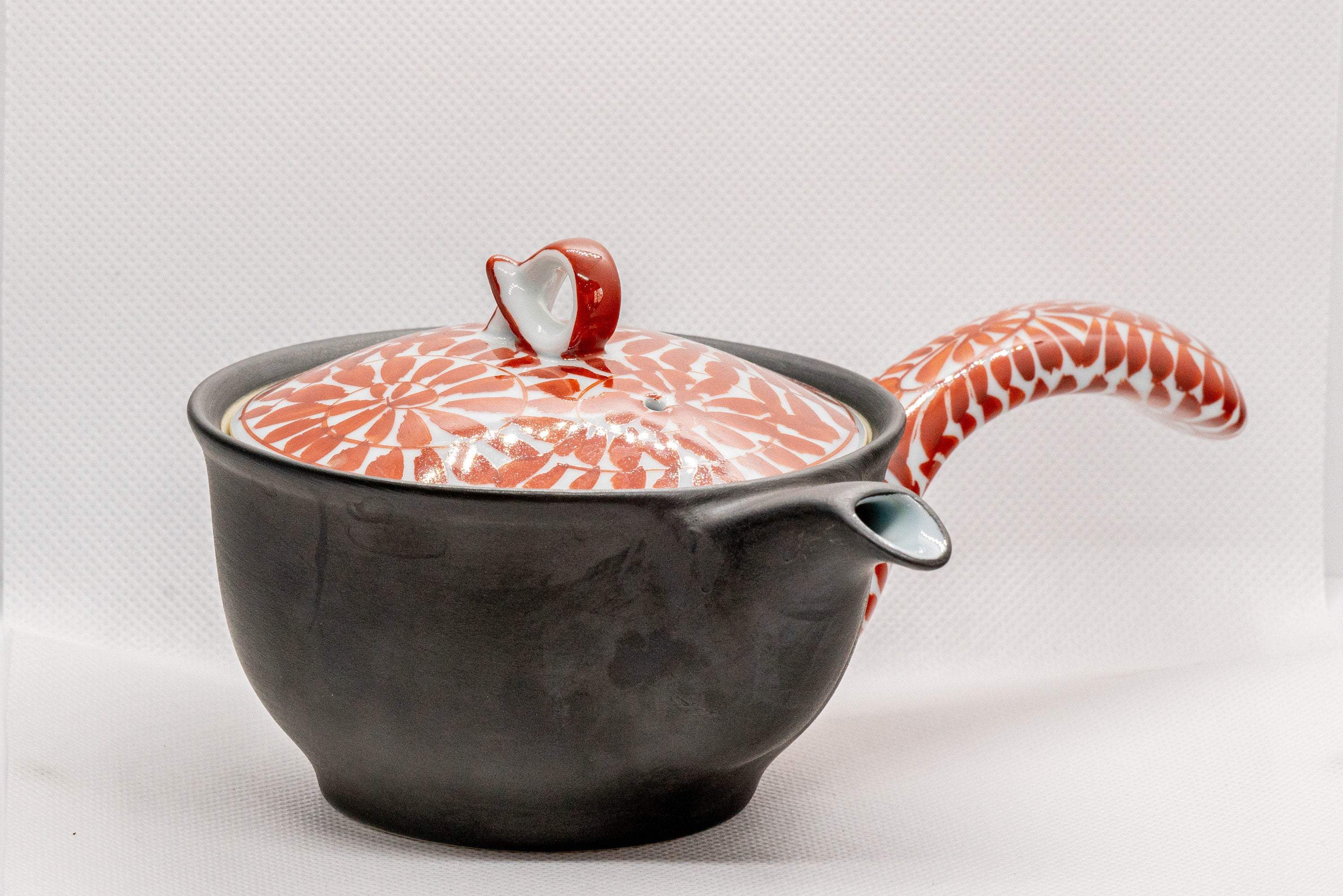 Japanese Kyusu - Floral Arita-yaki Basket-Infuser Teapot - 260ml