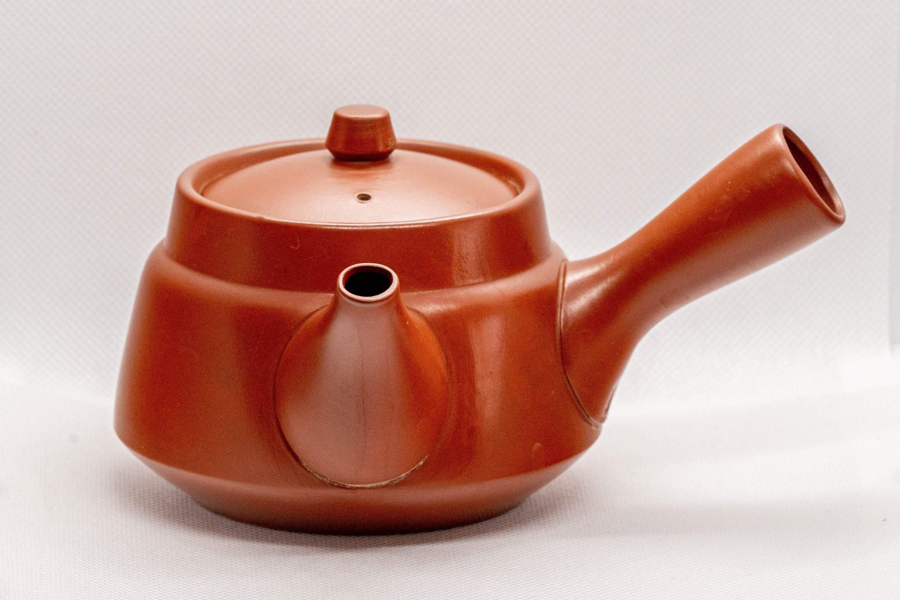 Japanese Tea Set - Red Shudei Tokoname-yaki Debeso Kyusu with 5 Teacups