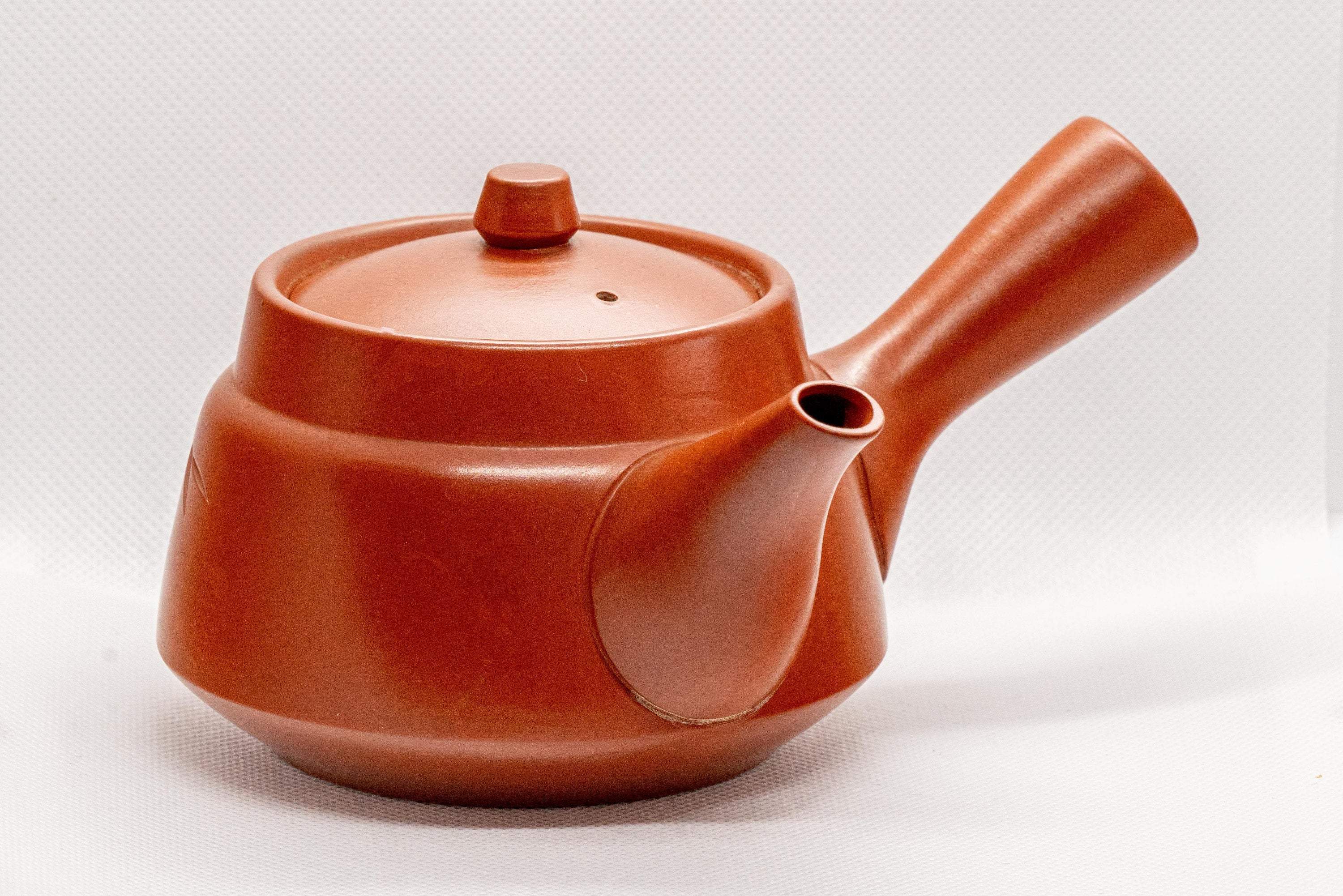Japanese Tea Set - Red Shudei Tokoname-yaki Debeso Kyusu with 5 Teacups