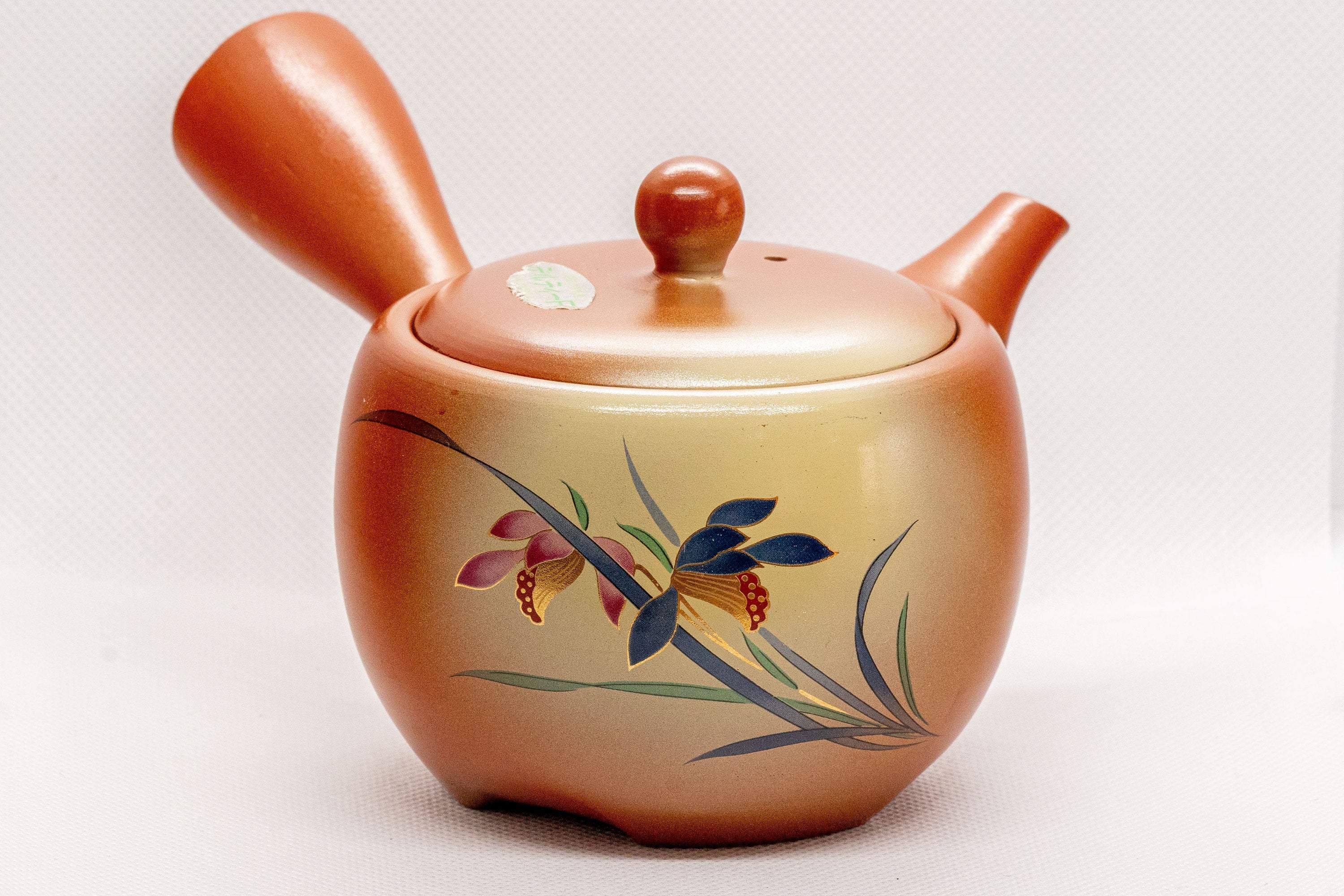 Japanese Kyusu - Floral Red Shudei Tokoname-yaki Ceramic Teapot - 350ml