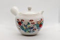Japanese Kyusu - White Porcelain Teapot with Elegant Persimmon Decoration - 250ml