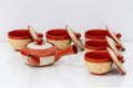 Japanese Tea Set -  White Sgraffito Tokoname-yaki Ceramic Kyusu and 5 Lidded Teacups