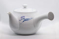 Japanese Kyusu - White Arita-yaki Porcelain Teapot with Blue Orchid decorations - 475ml