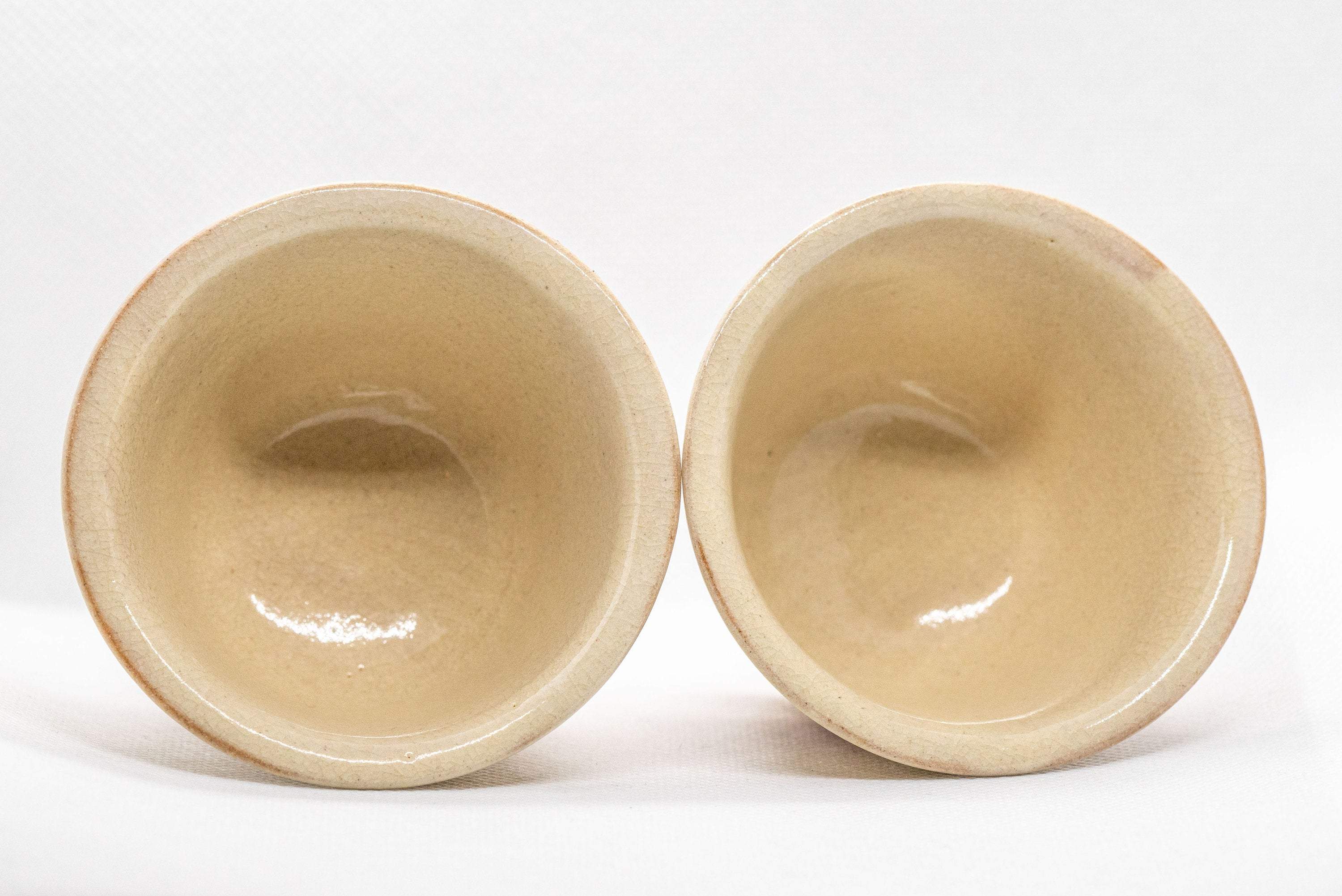 Japanese Teacups - Pair of Beige Glazed Senchawan - 75ml