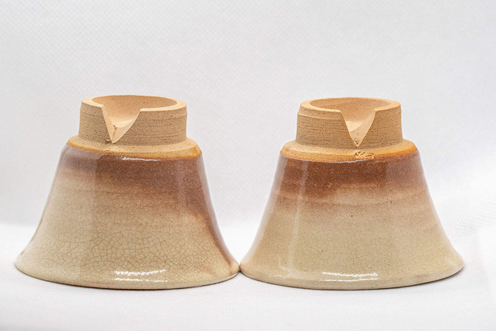 Japanese Teacups - Pair of Beige Glazed Senchawan - 75ml
