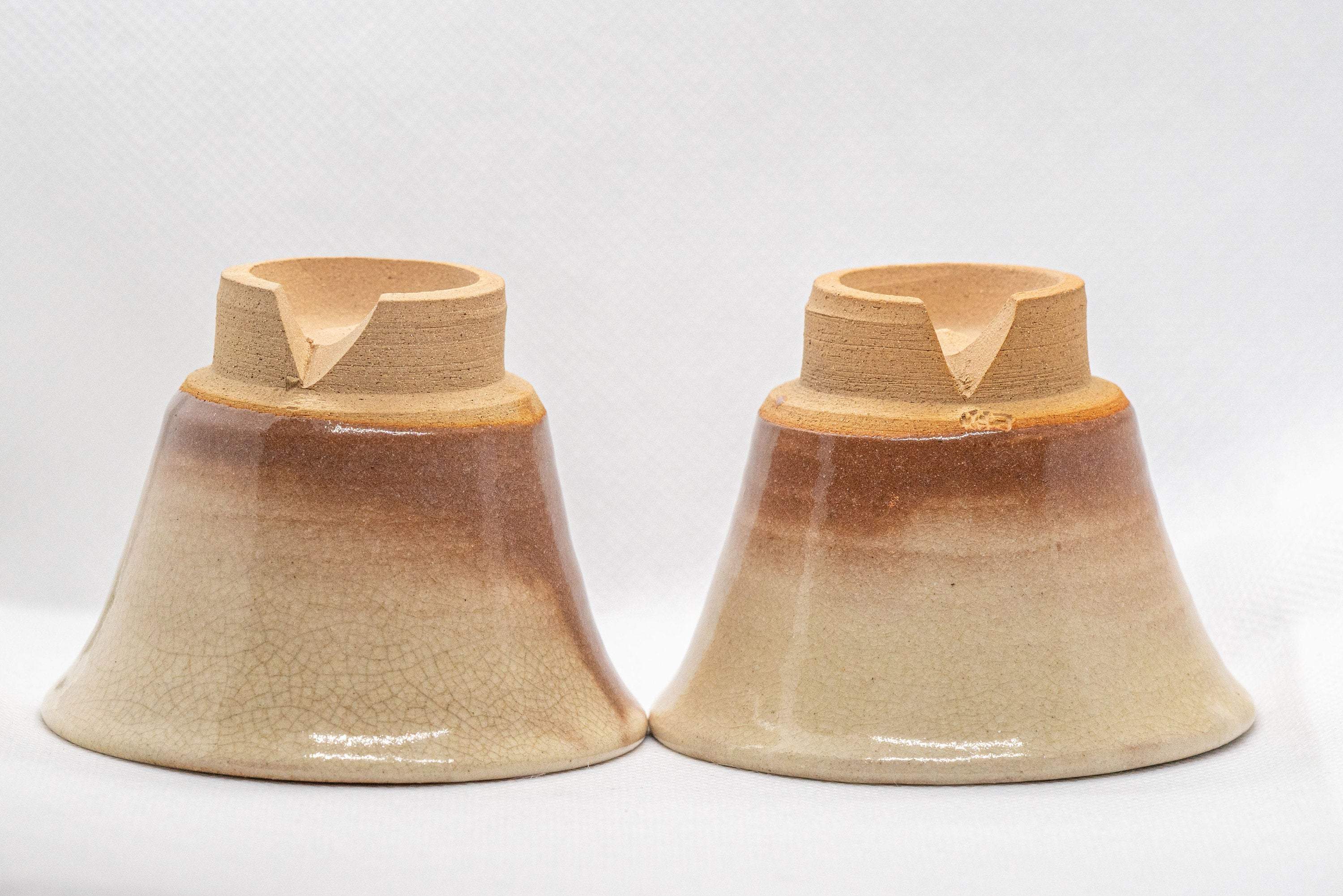 Japanese Teacups - Pair of Beige Glazed Senchawan - 75ml