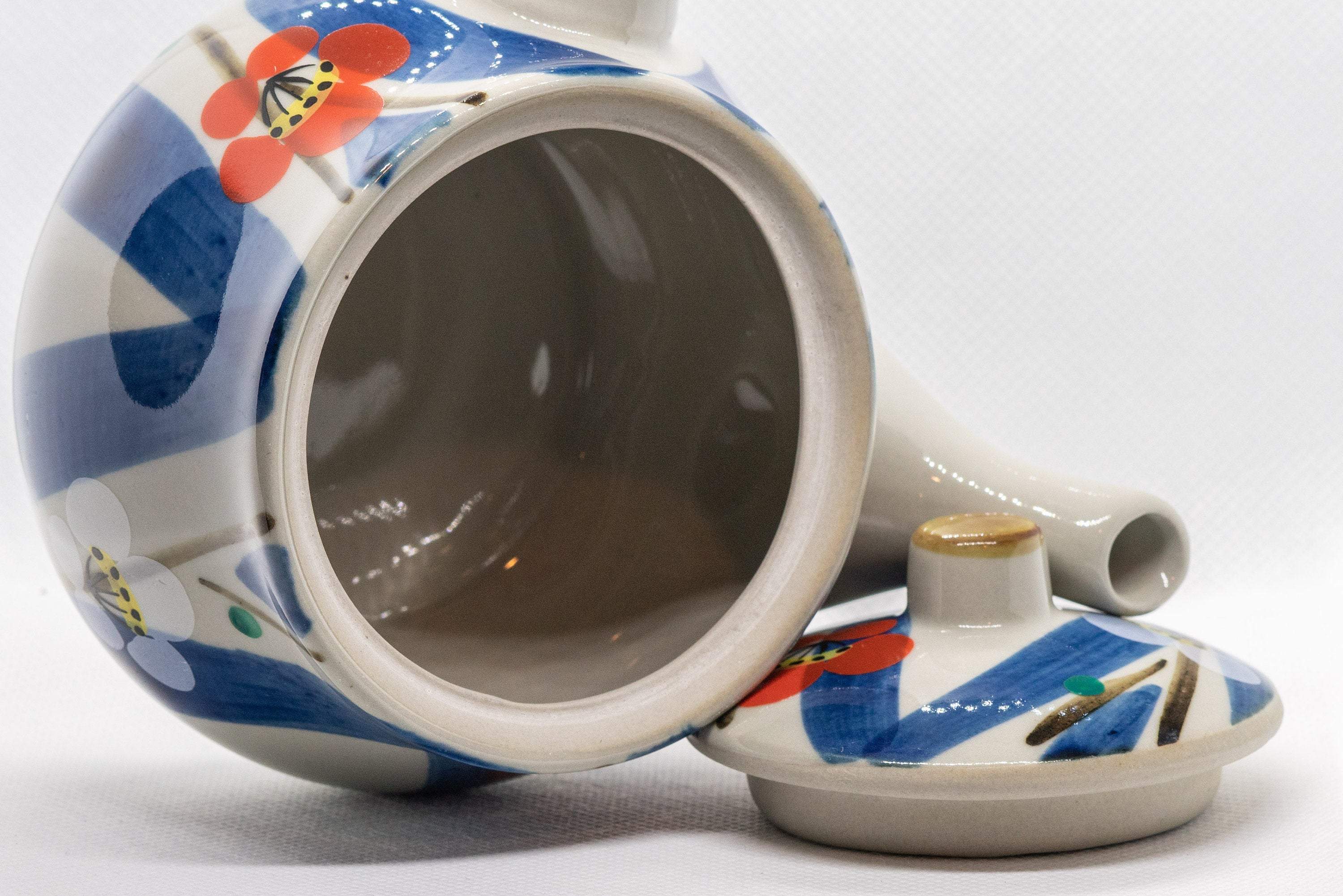 Japanese Kyusu - いろは Floral Striped Basket-Infuser Teapot - 375ml
