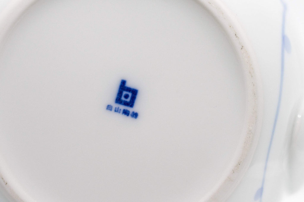 Japanese Kyusu - White Porcelain Blue Orchids Teapot - 375ml