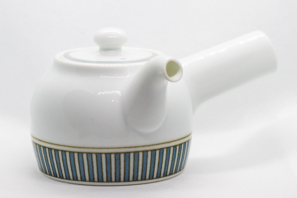 Japanese Kyusu - Porcelain Striped Debeso Teapot - 350ml