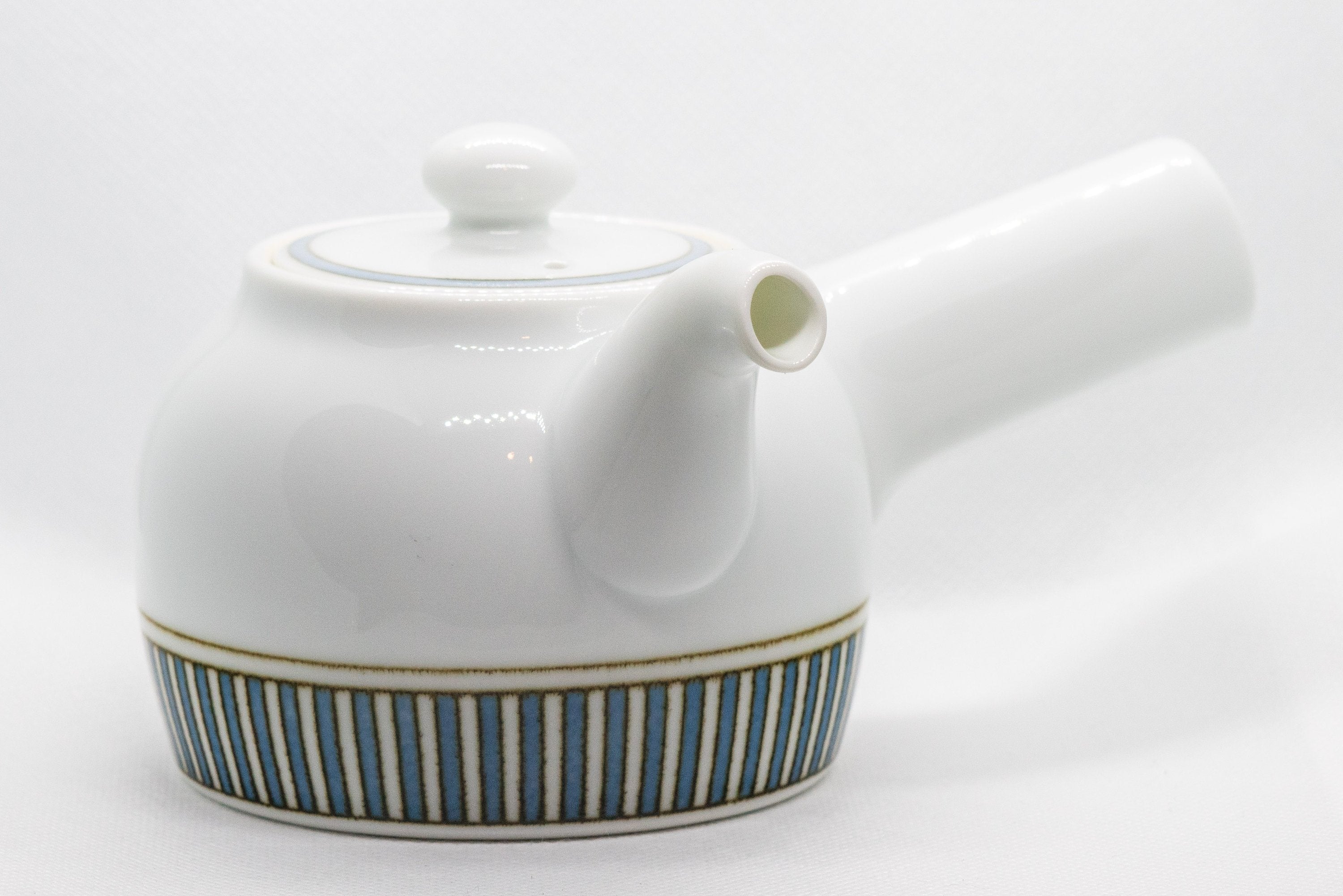 Japanese Kyusu - Porcelain Striped Debeso Teapot - 350ml